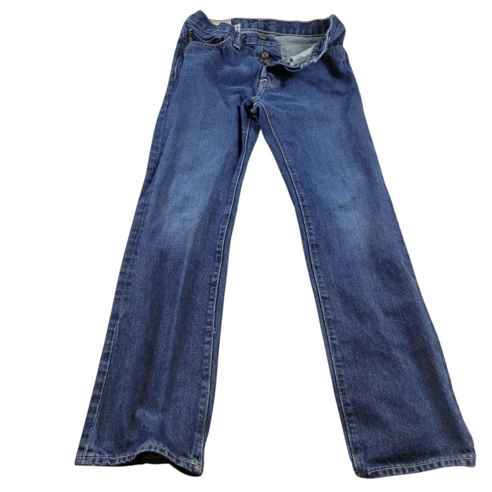 Abercrombie Kids Jeans Boys 12 Low Rise Slim Straight Button Fly Dark Wash